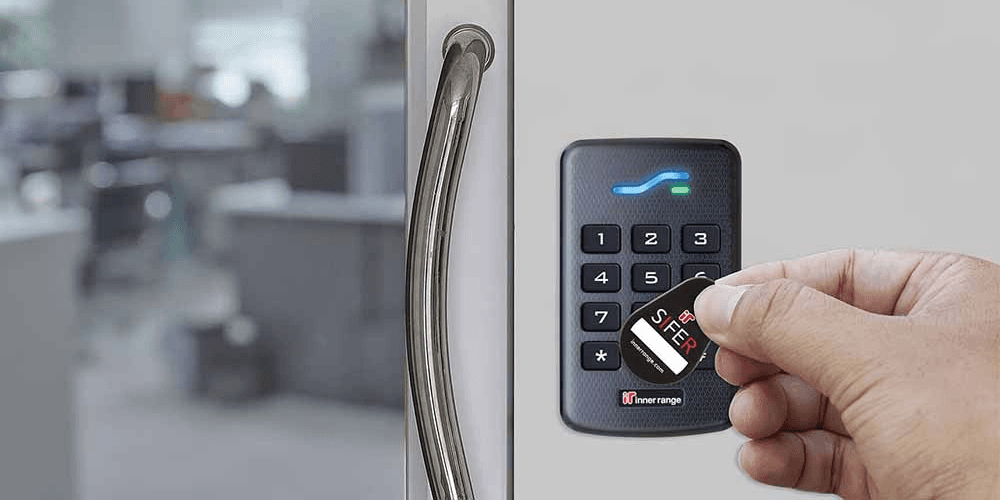 Key fob on access control panel